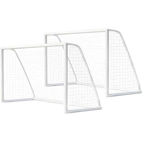 Portería de Fútbol Infantil, 244x155x90 cm, Portería de Fútbol para Jardín, Sistema de Clic, PVC Grueso, Fácil de Montar, Apta para Deportes Familiares, Entretenimiento Infantil, Blanca (1)