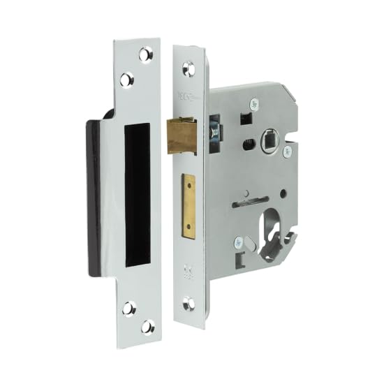 Kooples Hardware Oval Profile Sashlock – Mortice Lock for Oval Cylinder with Latch & Deadbolt – Internal & External Timber Door Lock with Strike Plate & Fixings (Polished Chrome, 76mm)