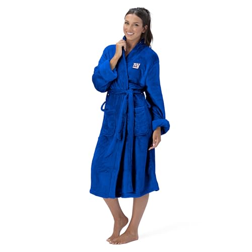 NFL New York Giants Adult Unisex Silk Touch Bathrobe, Small/Medium, Blue, Officially Licensed Loungewear, Soft Plush Polyester