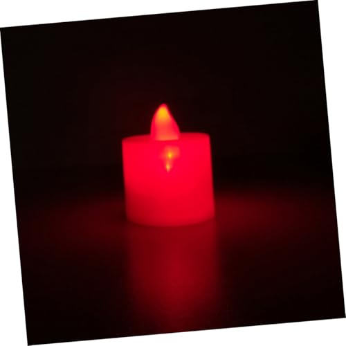 Velas LED sin llama rojas pequeñas velas cónicas decoración bodas Didiseaon 4