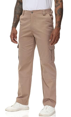 Soojun Men's Elastic Waist Relaxed Fit Stretch Cargo Pant2