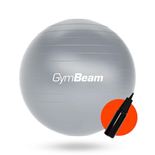 GymBeam Gymnastikball 85 cm - Inkl. Pumpe, verbessert Stabilität und Körperkontrolle, lindert Rückenschmerzen, geeignet für Kräftigungsübungen und Prävention von Rückenschmerzen, Sitzball (Grey)