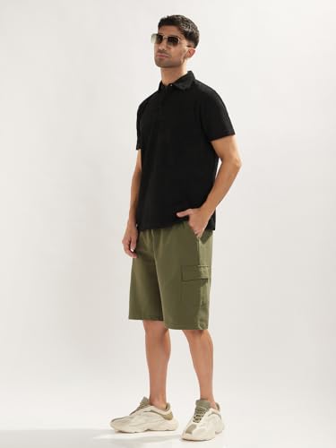 Image of Nobero Textured Polo T-Shirt for Men | Polo T-Shirts for Men | Regular Fit | Textured Fabric | Contrast Collar | Casual & Smart Casual