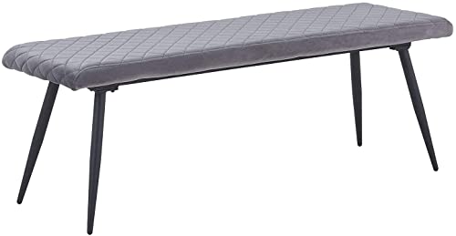 JYMTOM Bettbank Sitzbank Esszimmerbank aus Samt mit Edelstahlbasis Sofabank für Esszimmer, Wohnzimmer und Schlafzimmer (grau) Cover