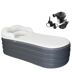 Opblaasbaar inweekbad voor volwassenen, groot draagbaar ijsbad, spa, inweekbad met ritssluiting, ontworpen met hoofdsteun, bekerhouder (luchtpomp, 168 x 76 x 68 cm)