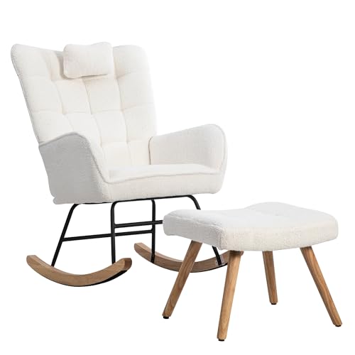 Mecedora con reposapiés, cómoda silla de salón para sala de estar, dormitorio o balcón