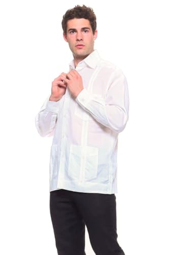 Mojito Men's Irish Linen Four-Pocket Classic Guayabera Shirt Long Sleeve4
