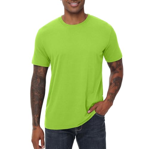 Mens T-Shirts Short Sleeve Stretch Moisture-Wicking Crewneck Cotton Shirt for Man Athletic Running Gym Workout