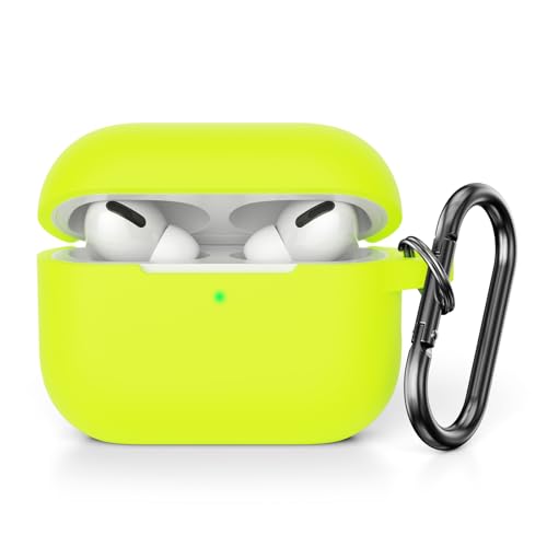KOKOKA Custodia in Silicone Compatibile con AirPods Pro 2, Case Cover Protettiva in Premium Silicone per Airpods Pro 2 (2022 Released) Custodia con Moschettone, LED Frontale Visibile, Brilliant Yellow