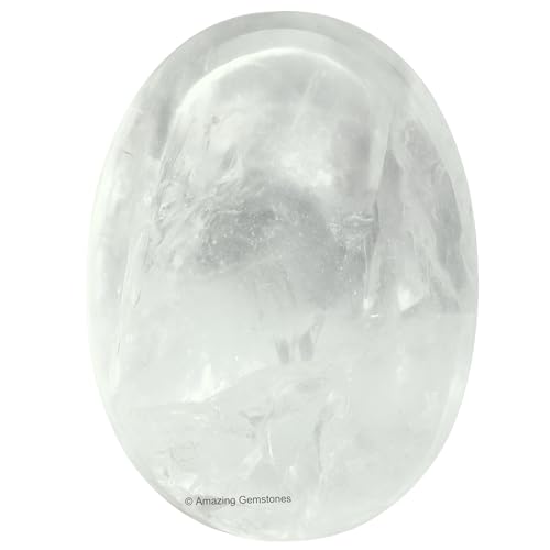 Amazing Gemstone Clear Quartz Crystals and Healing Stones - Large Palm Stone Crystals Piedra - Crystal for Good Luck, Balanced Positive Energy, Meditation - Unique Stocking Stuffers & Birthday Gifts