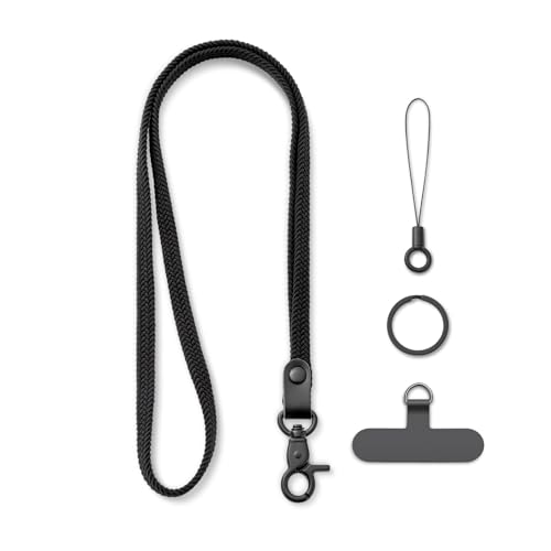 MORSUNBELA Schlüsselband zum Umhängen Lang Schlüsselanhänger Band Lanyard Schlüsselband Geflochten Schwarz