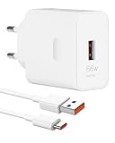 66W Supercharge Ladegerät für Huawei und Honor, USB-C Schnellladegerät mit 6A Kabel, Kompatibel mit Huawei Mate 60 Pro, Honor 90 Lite, 200 Lite, 70 Lite, Magic 7 Lite, Pad X9, X8, 200 Pro