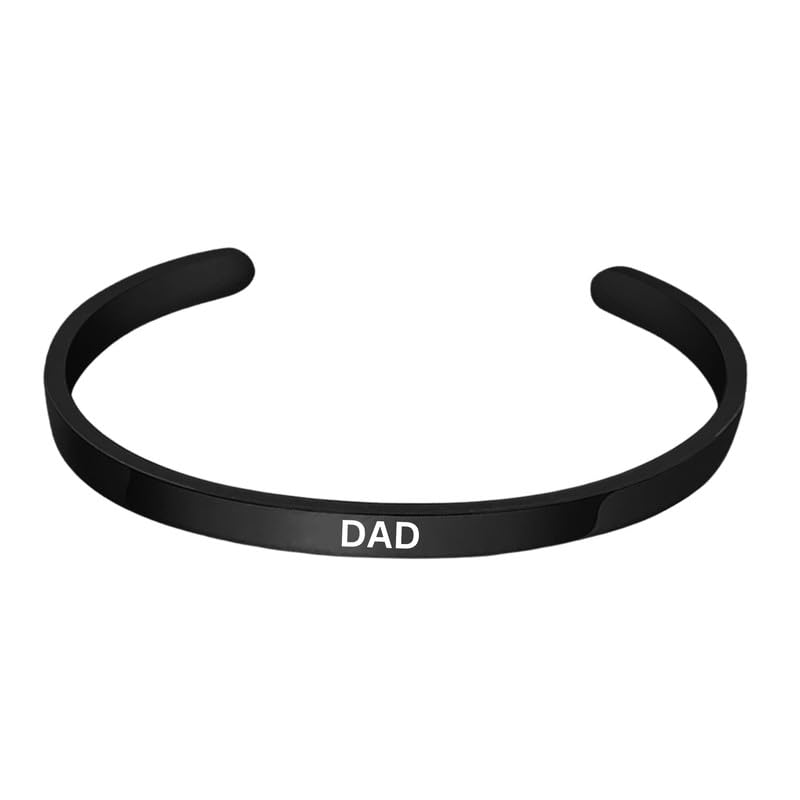 Dad Memorial Jewelry Cuff Bangle Christmas Birthday Gift for Son, Him, His, Friends Gold Stainless Steel