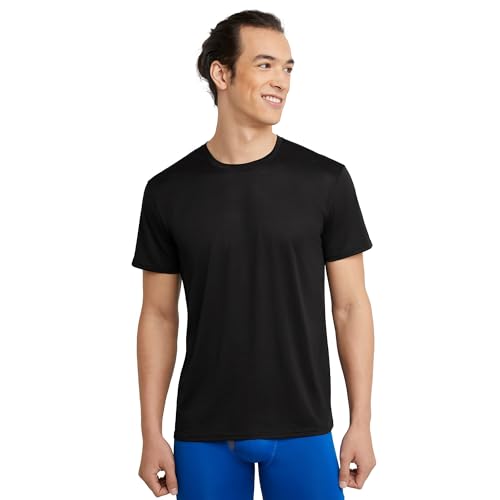 Hanes 3-Pack Men's All Day X-Temp | Breathable Mesh | Lightweight Stretch | Crewneck Undershirt (Black/Black/Grey - S), Small3