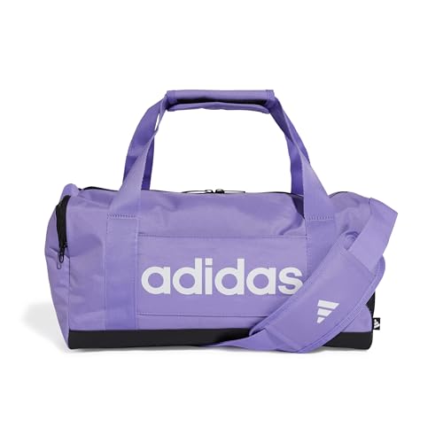 Image of adidas Essentials Linear Duffel Bag, Purple Fusion /White, XS
