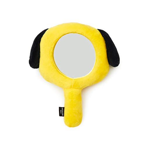 BT21 Official Merchandise by Line Friends - CHIMMY Small Plush Hand Held Mirror for Travel and Makeup, Yellow