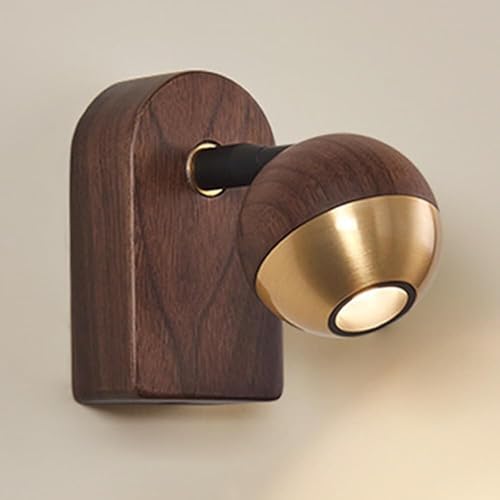 Applique da Parete Moderne in Stile Nordico in Legno di Noce Nero con Luce LED Regolabile da 3W Ideali per Interni Come Camera da Letto Comodino Soggiorno E Studio