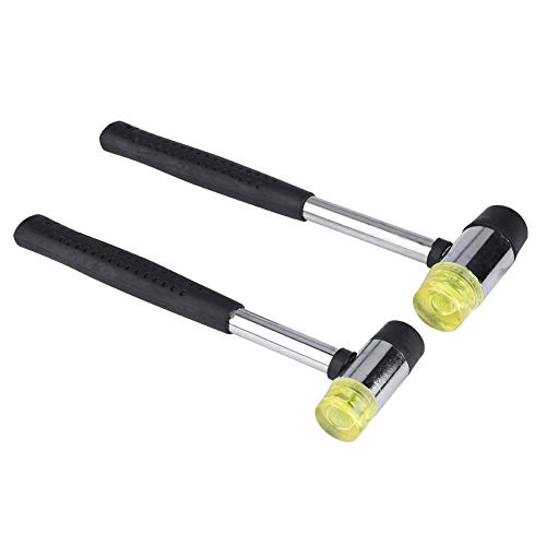 Soft and Hard Head Mallet, Double Faced Small Rubber Mallet Hammer Tool Lightweight Mallet with Non Slip Grip for Leather Crafts (25mm+30mm)