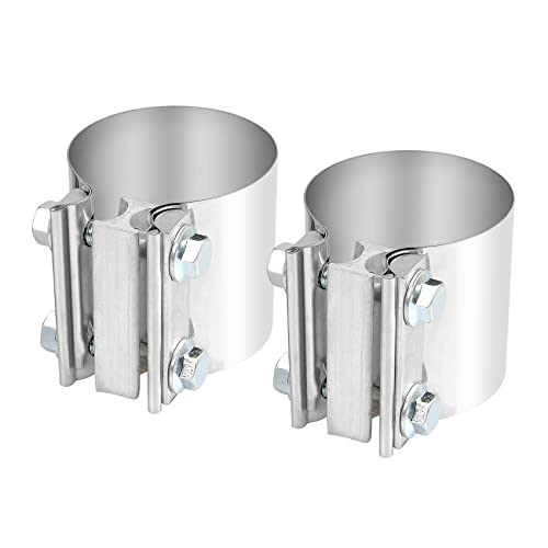 2 Packs 4 Inch Exhaust Clamp 4 In Exhaust Band Pipe Clamp Butt Joint Stainless Steel for Exhaust Pipes Mufflers Converters etc(2Pcs)