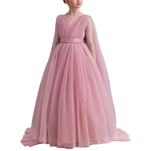 Flower Girls Chiffon Flowing Shoulder Tulle Dress Wedding Fancy Pageant Homecoming Party Long Dresses