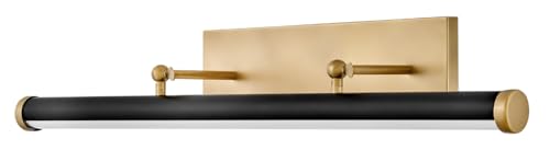 Hinkley Regis 32.5' Adjustable Integrated LED Accent Light - Picture Light Draws Attention to Art or Architectural Features, Install Up/Down, Acrylic Lens - Heritage Brass + Black Accent