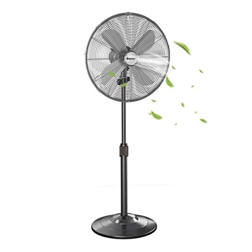 COSTWAY Metal Pedestal Fan, 16-Inch Quiet Oscillating Standing Fan with Height Adjustable, 3 Wind Speed, 4 Blades, Widespread Stand Floor Fan for Home, Office, Shop (Black bronze)