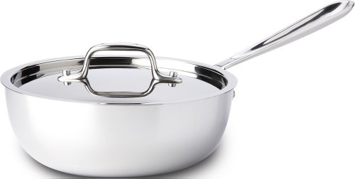 All-Clad 4213 - Sartén francesa de acero inoxidable con tapa, 2,8 L, 25,4 cm