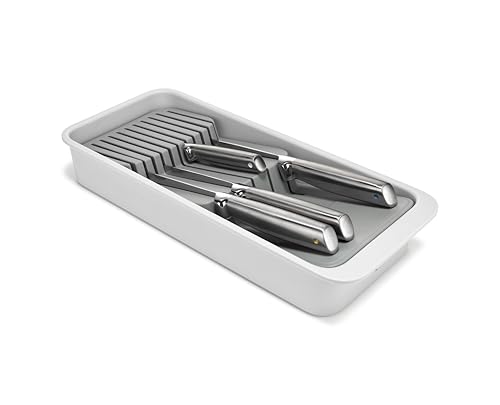 Joseph Joseph DrawerStore 2-Stufiger Messer Organizer, für bis zu 16 Messer, Zerlegbar, recyceltem Plastik, White
