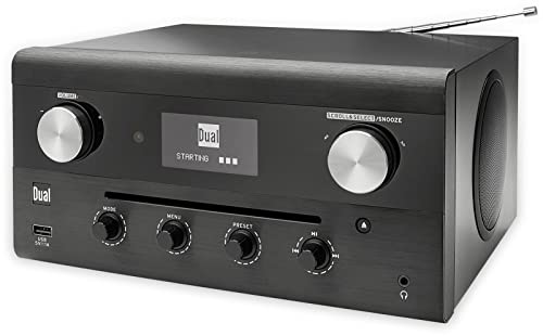 Radio híbrido de diseño 74988 • CD, USB, MP3, DAB+ radio, entrada auxiliar, radio FM, streaming de música, Spotify, AmazonMusic, sistema estéreo, pantalla OLED, HIFI, conector para auriculares, negro,