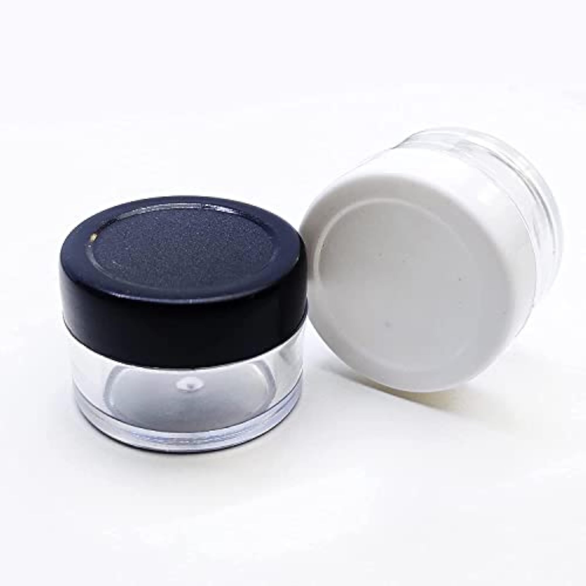 6pcs Acrylic 15gram Black | White Cap Glass Transparent Combo Jars