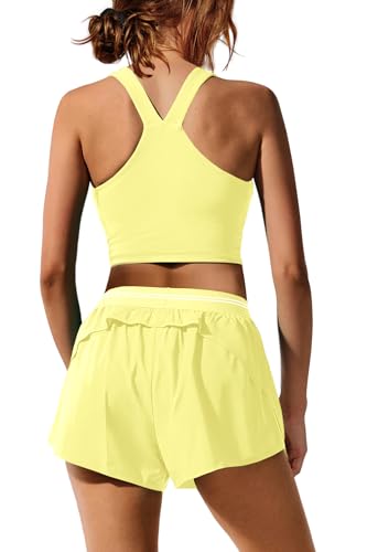 Nirovien Womens 2 Piece Workout Sets Athletic Gym Outfits Two Piece Matching Sets Cropped Tank Tops and Shorts2