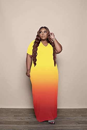 Image of YeGine Oversize Tshirt Dress Plus Size Short Sleeve Maxi Dress with Pockets