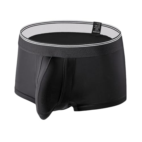 Mens Bulge Enhancing Trunks Underwear Ice Silk Boxer Briefs with Pouch for Balls