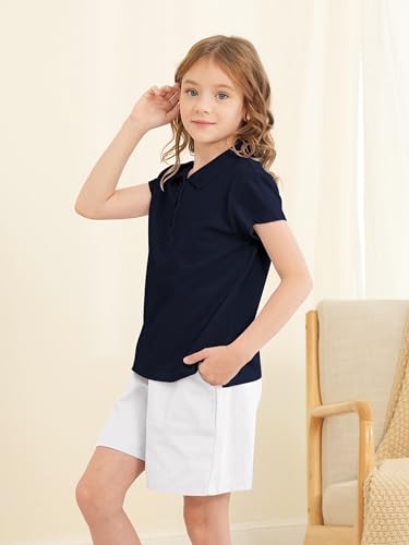 OHD 3 Pack Girls Polo Shirt School Uniform Polo for Girls Cotton Soft Short Sleeve Classic Collared Polo Shirt Size 3T-144