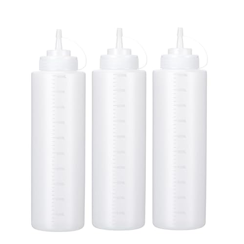 PISTISJACK Lot de 3 Bouteille Sauce 1000ml - Plastique Squeeze Bottle-Bouteilles Distributeur Pour ketchup, sauces chaudes, barbecue, vinaigrettes, peinture,...