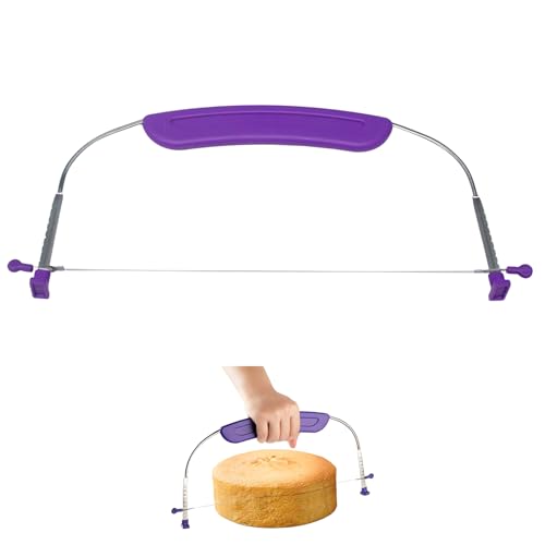 Professional Cake Leveller Cutter 10 Inch Adjustable Stainless Steel Wire Cake Slicer Cutter for Leveling & Slicing Kitchen Baking Tools Cake Accessories(27CM Purple)