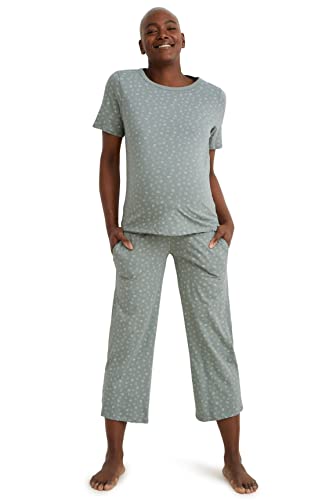 C&A Damen Pyjama Pyjamas Set|2er Pack Baumwolle Gemustert grün L