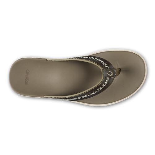 OluKai Men's Shoreline Leather Sandals, Everyday Flip-Flops with Premium Materials & Rich Details, All-Day Comfort & Arch Support, Mustang/Clay, 10 - image 5