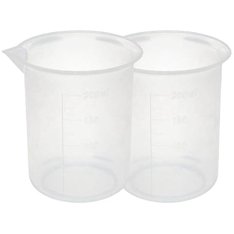 YDong Kitchen Lab Graduated Beaker Clear Plastic Measuring Cup Thicken with Cap Measuring Jug 200mL 2pcs Cover