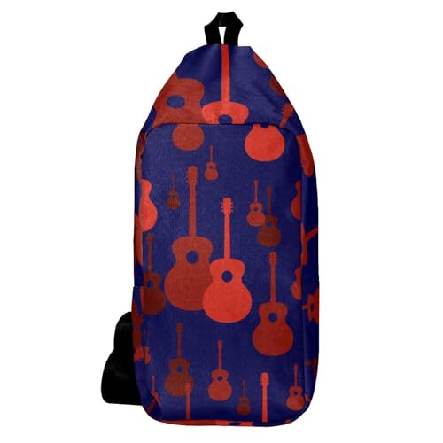 Sac à dos à bandoulière motif guitare rouge sling bag mixte