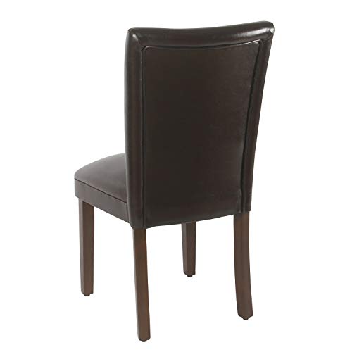 Image of HomePop Parsons Upholstered Accent Dining Chair, Set of 2, Dark Brown Faux Leather