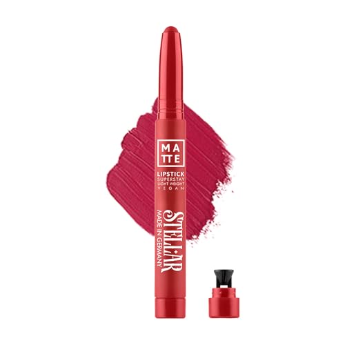 Daily Life Forever52 Stellar Matte Lipstick Crayon| Intense Pigment & Ultra-Matte Finish| Smudge-Proof, Waterproof & Long-Lasting| Enriched with Jojoba Oil for Soft, Hydrated Lips| Built-In Sharpener (Cherry Crush-05)