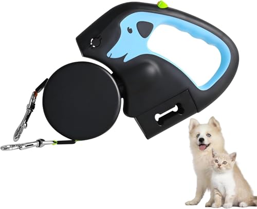 Wenrox犬 リード 2頭引き 3m伸びる LED ライト付き 反射 多機能 360°回転 絡まない 多頭飼い用 150kgの牽引力 丈夫 おしゃれ 自動巻き取り式 犬用リード 小型犬・中型犬・大型犬 しつけ 夜道 散歩 犬猫 リトラクタブル・ドッグ・ウ