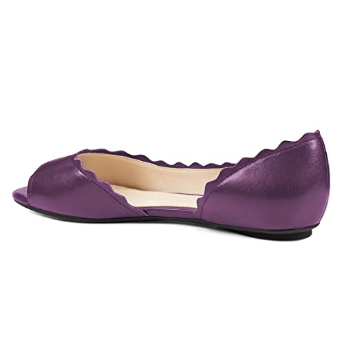 XYD Women Chic Open Peep Toe Wave Ballet Flats D'Orsay Slip On Loafers Dress Comfortable Casual Walking Shoes4