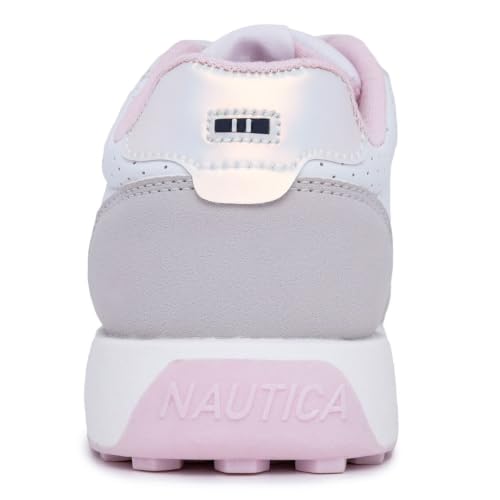 Nautica Kids Girls Casual Slip-On Bungee Fashion Sneakers Oxford Comfortable Walking Shoe-Runout Toddler-White Iridescent Pink Grey Size-10 - image 4