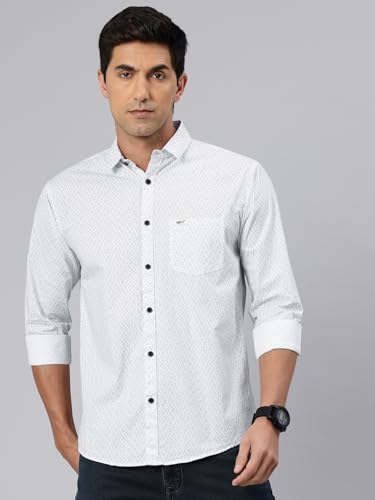Image of Majestic Man Custom Geometric Printed Pure Cotton Slim Fit Casual Shirt