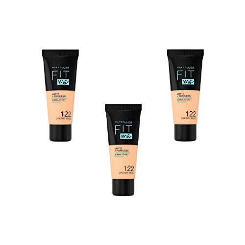 Fond de teint fluide Fit Me Matte & Poreless Maybelline 122 Beige Crème lot de 3 x 30ml