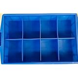 部品収納ボックス [大8仕切り] 青プラスチック製 [8区画タイプ]（590×380×140mm）パーツケース コンテナ BOX ネジ 工具 パーツ整理 PK590-8 大8青