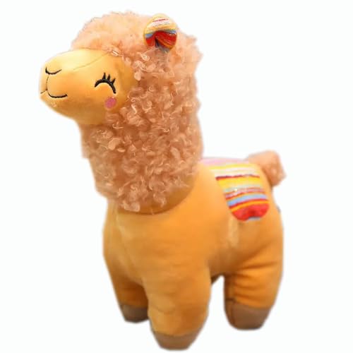 YUKOUQIAN Llama Stuffed Animal Cute Alpaca Plush Toy 10 inch for Girls Boys(Alpaca yinghua Yellow)