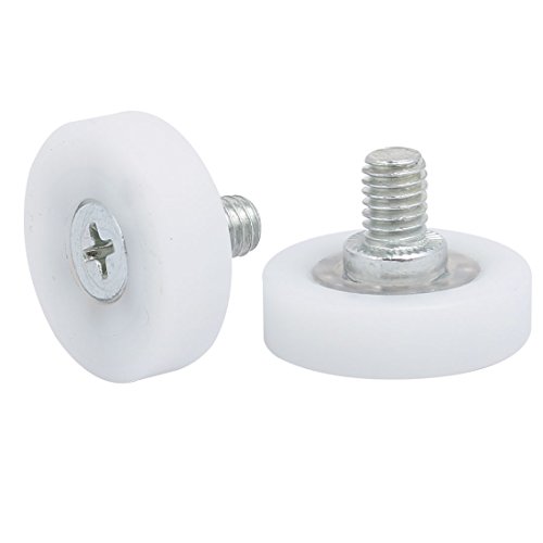 Aexit 2pcs DR24C2L8 Material handling M6x8mm Thread Nylon F Type Idler Bearing Pulley White 24mm x 18mm Model:94as359qo555